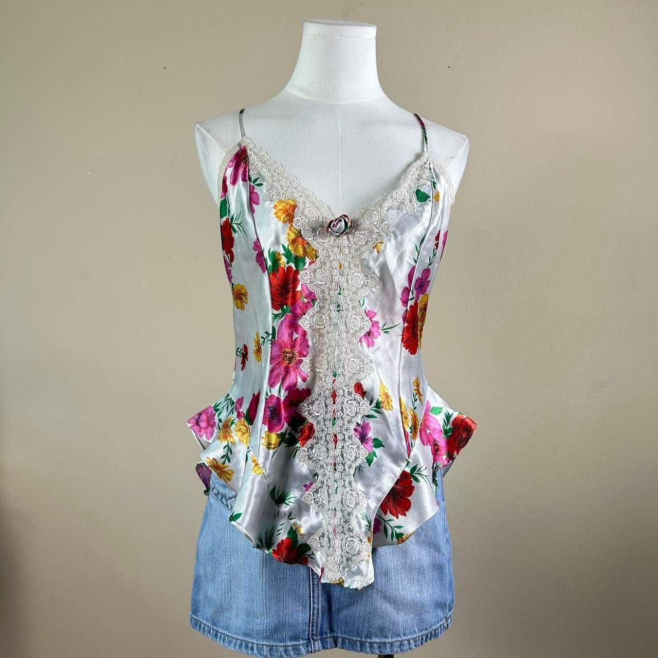 90s Floral Coquette Victoria’s Secret Gold Label Slip Top